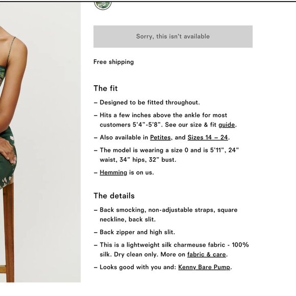 Reformation Frankie Silk Dress | Color Buena | NWT - Picture 2 of 7